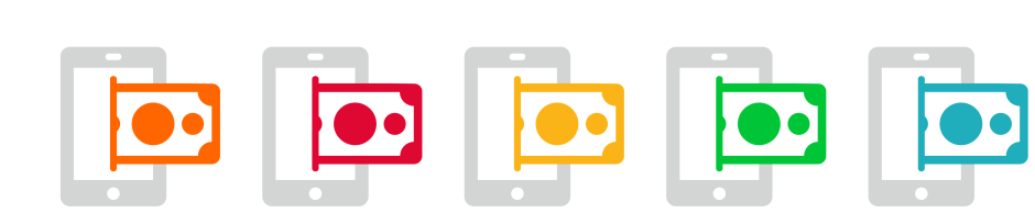 icon smartphone and money