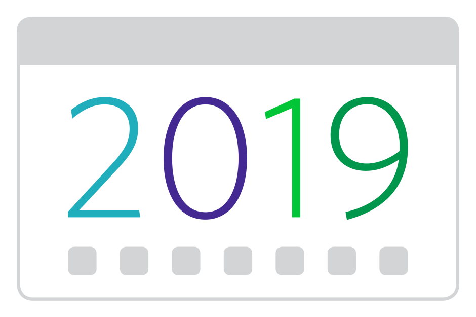 Jahreszahl in bunten Farben in einem Kalender