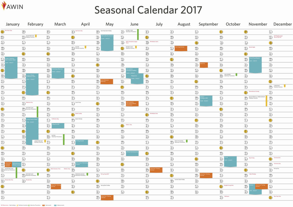 Awin affiliate marketing calendar 2017