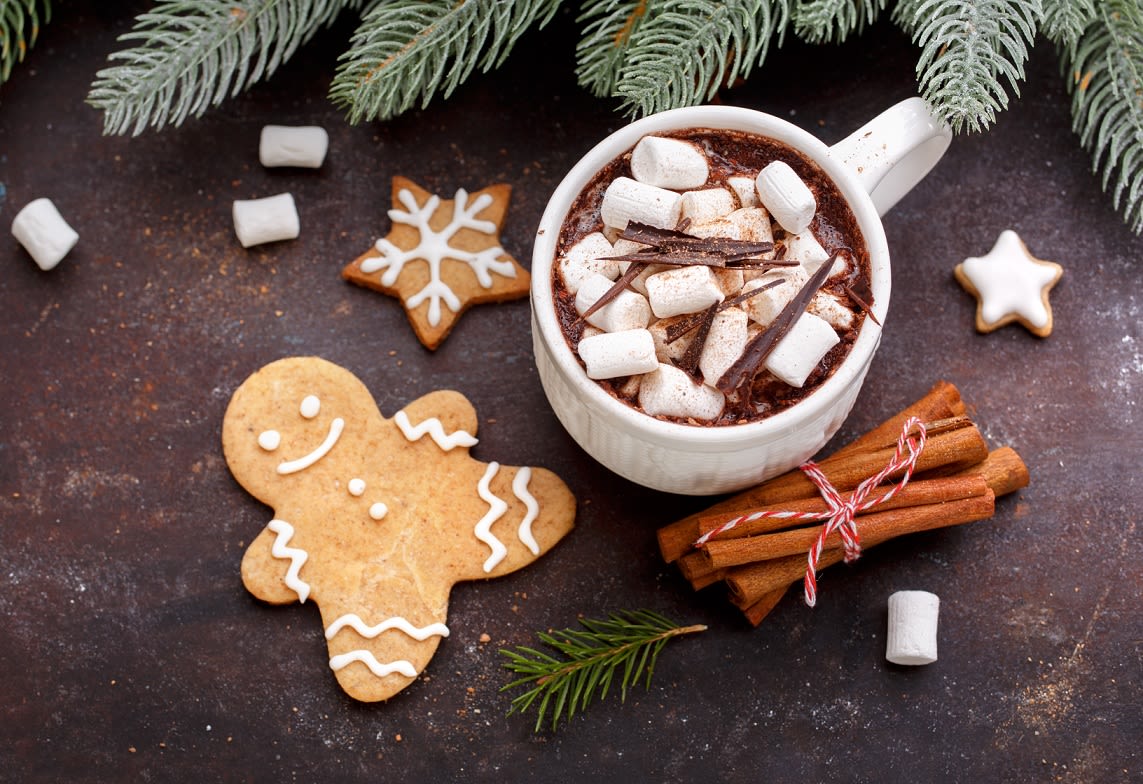 Christmas drink and biscuit