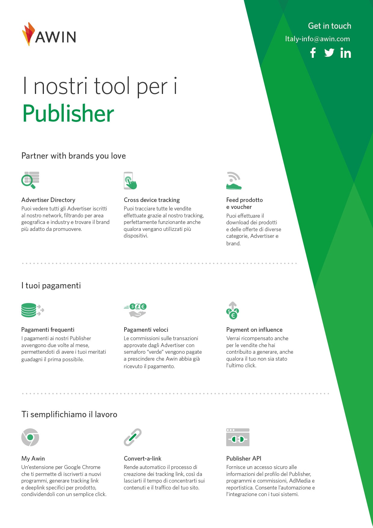 One pager i tool per i nostri publisher