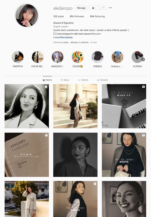 Profilo Instagram Alessia D